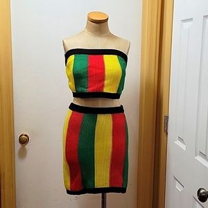 Forever 21 2 piece skirt set - Rasta Colors. Size L